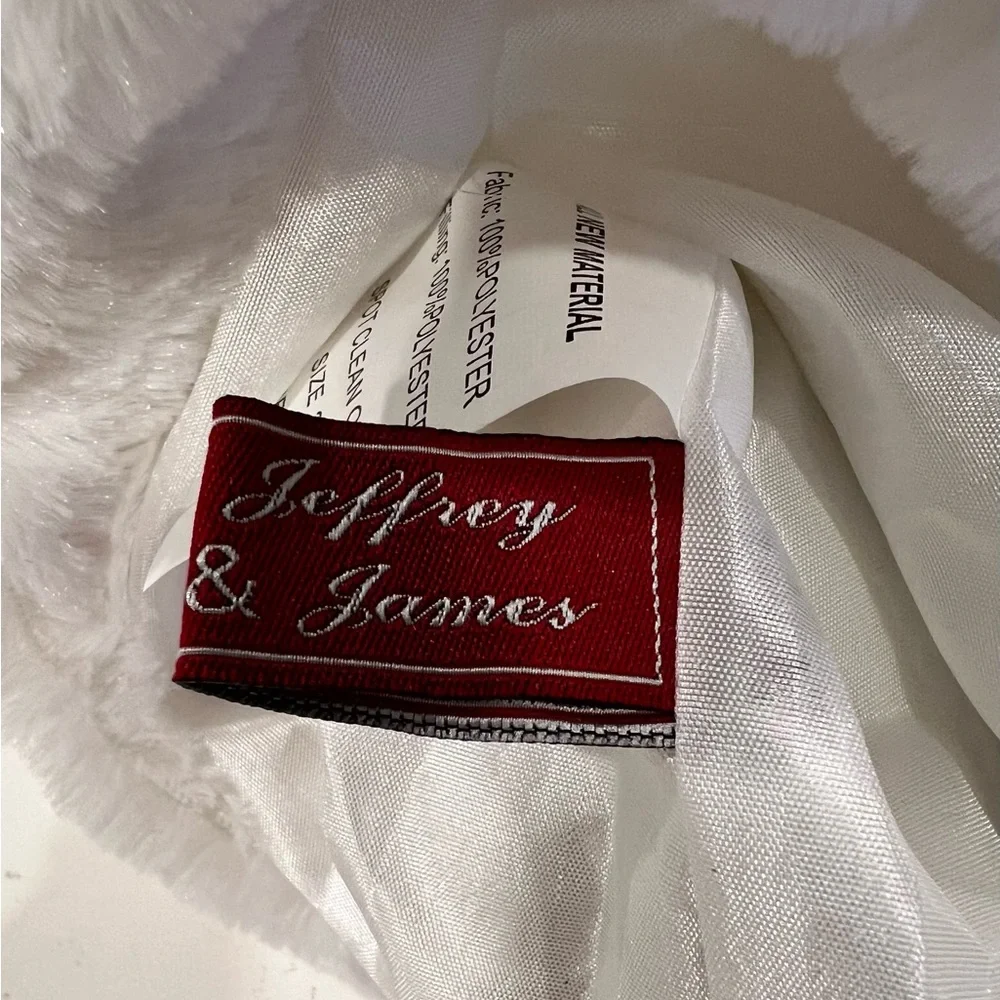 Jeffrey&James Holiday Decor Fluffy White With Silver Sequins Christmas Stocking